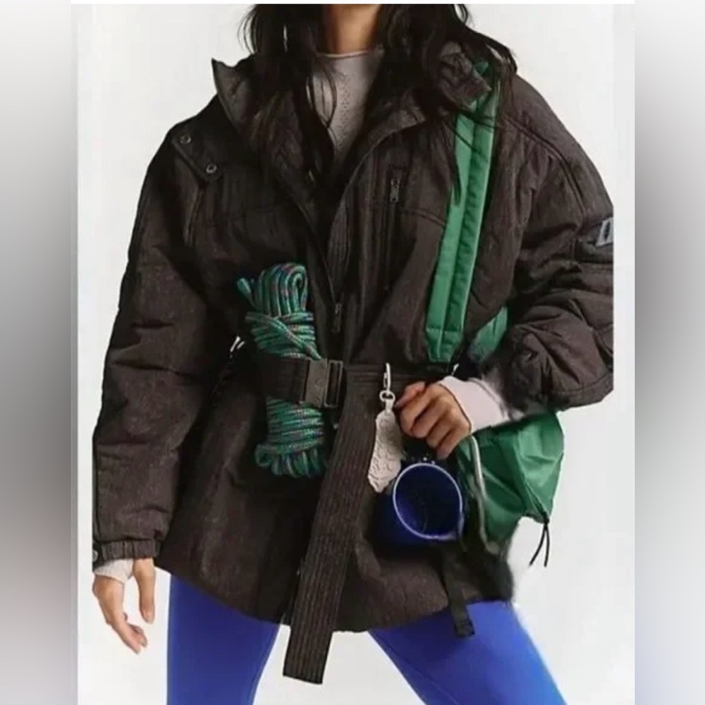 Free‎ People Movement Black wash tricked out trek utility jacket size Medium NWT